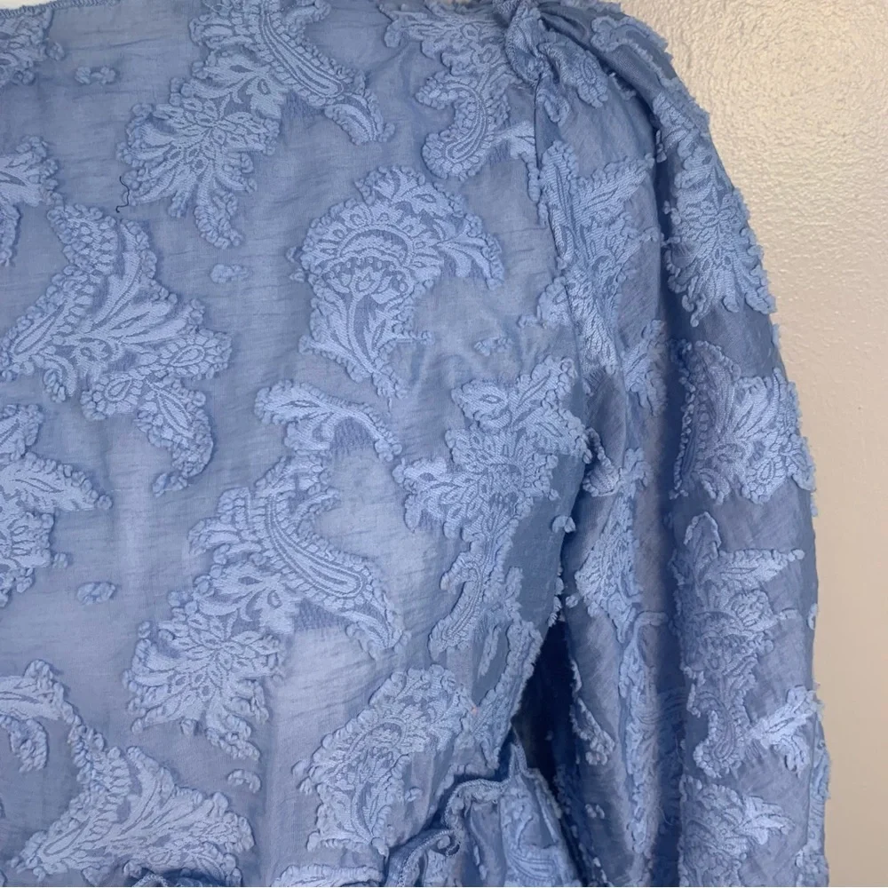 Free People Callie Balloon Sleeve Open Back Textured Blouse - Picture 12 of 16